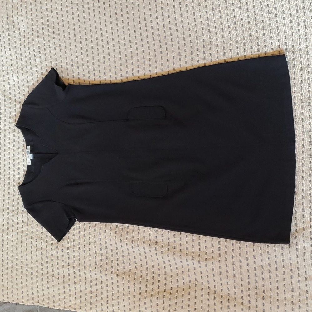 Boden Short Sleeve Shift Dress w/ Pockets, Black, Size 6R